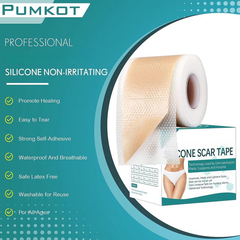 Professional Silicone Scar Sheets (1.6" x 120" Scar Roll-3M) - Scars Removal Treatment - Reusable Silicone Scar Tape Strips Type for Keloid, C-Section, Surgery, Burn, Acne et
