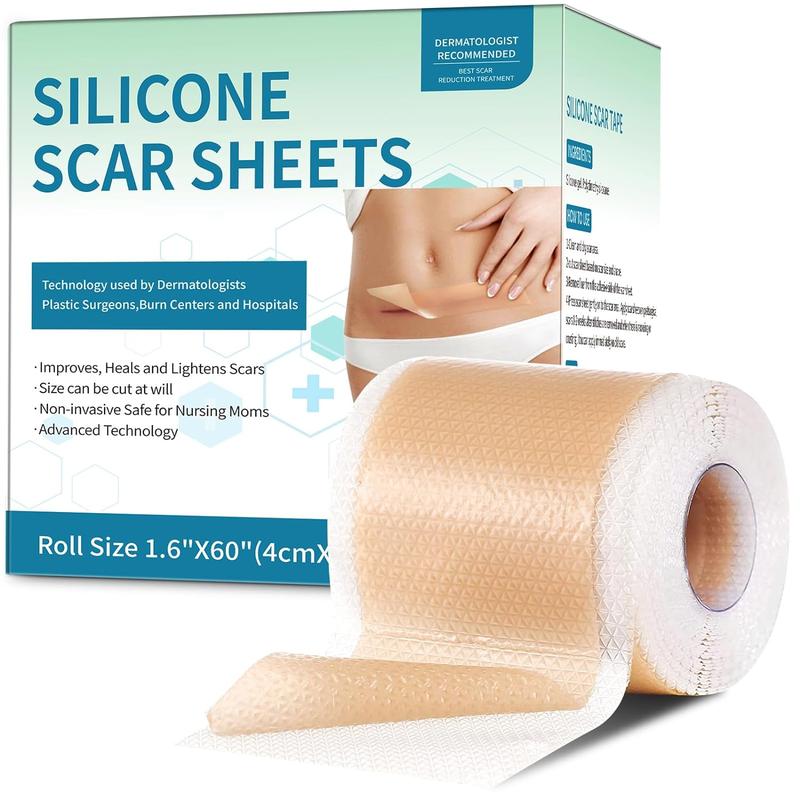 Professional Silicone Scar Sheets (1.6" x 120" Scar Roll-3M) - Scars Removal Treatment - Reusable Silicone Scar Tape Strips Type for Keloid, C-Section, Surgery, Burn, Acne et