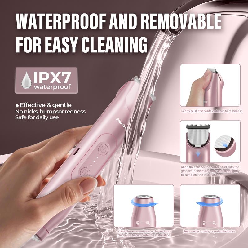 Electric Shaver and Razor Rechargeable 2-in-1 Body and Facial Epilator, Dual Heads for Painless Trimming of Pubic Hair, Face, Underarms and Legs, IPX7 Waterproof. Christmas Gift New Year Gift Shaving Grooming