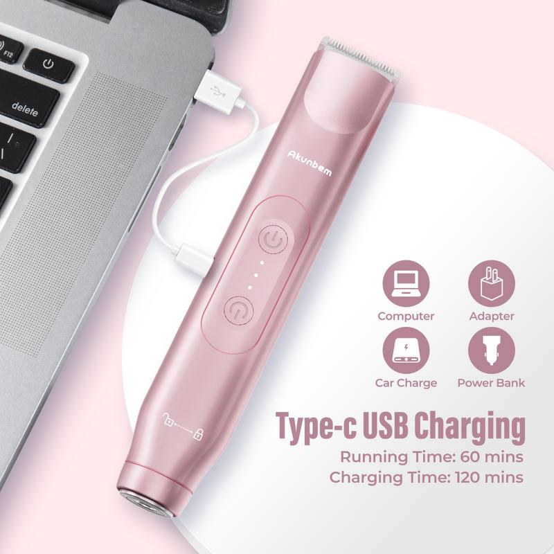 Electric Shaver and Razor Rechargeable 2-in-1 Body and Facial Epilator, Dual Heads for Painless Trimming of Pubic Hair, Face, Underarms and Legs, IPX7 Waterproof. Christmas Gift New Year Gift Shaving Grooming